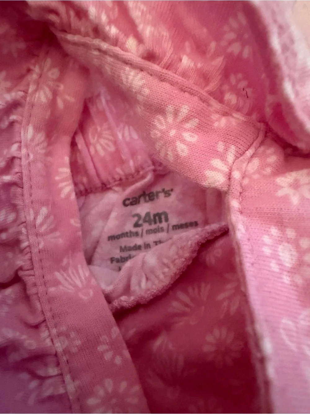 Carter's Pink Floral Romper with Ruffle Straps